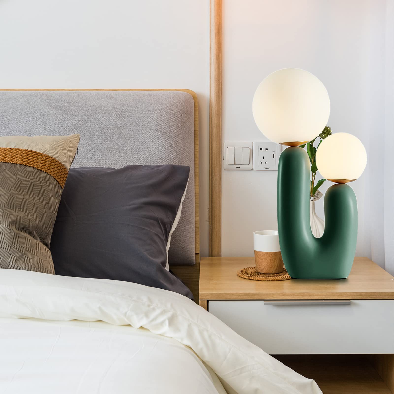 Modern creative bedside desk lamp with frosted glass shade